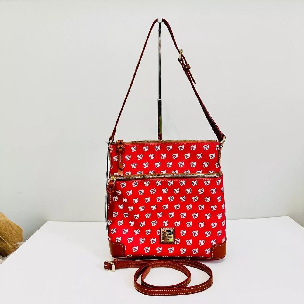 DOONEY & BOURKE MLB BASEBALL WASHINGTON NATIONALS CROSSBODY BAG RED AND WHITE